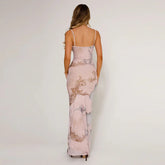 Floral Print Suspender V-neck Maxi 2024 Chic Female Beach Party Club Bodycon Dress InsStreet